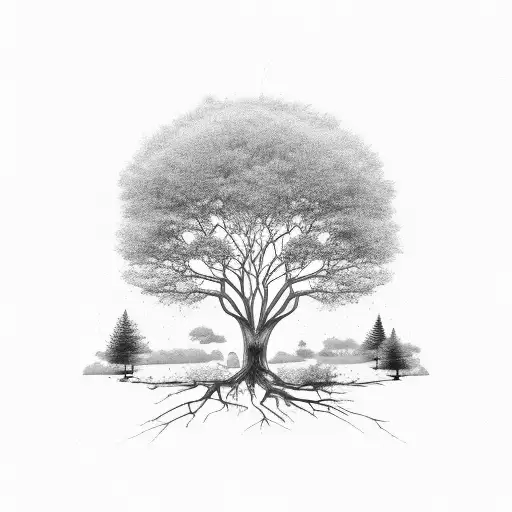 Outdoor Tree Silhouette Elbow To Shoulder