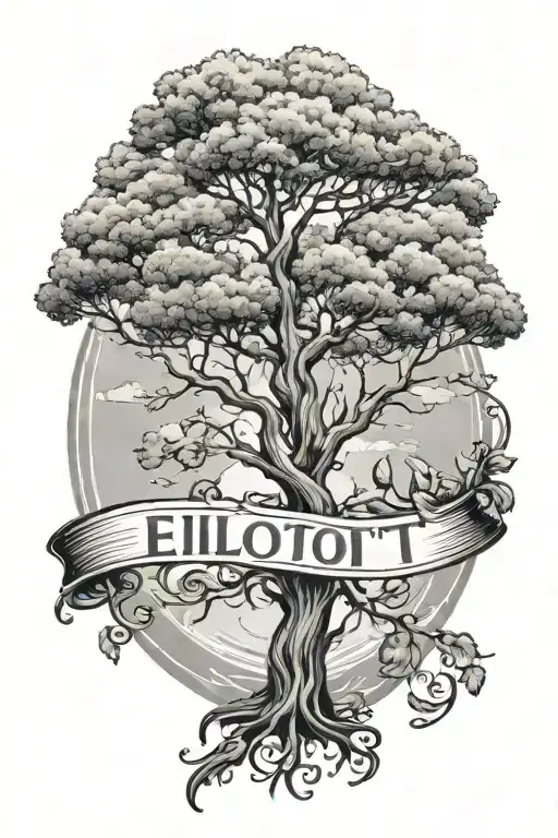 Elliott Name With Tree And Sky Background Black And White