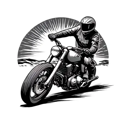 Motorbike Riding Into Sun Setting