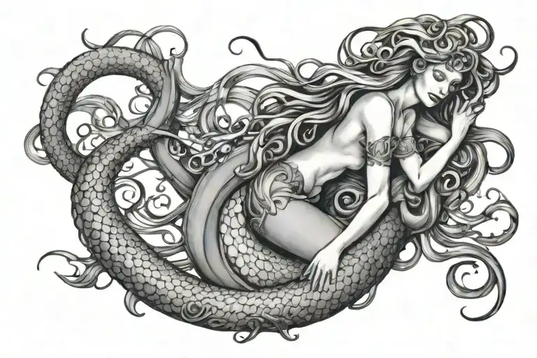 Mermaid Being Seduced By Octopus