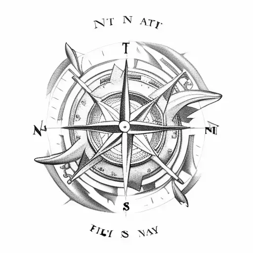 Nautical Compass Fish Jumping