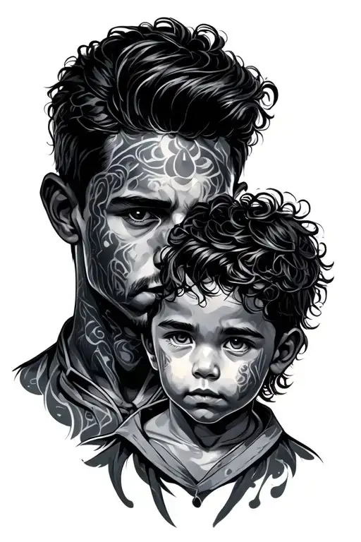 Father And 2 Children