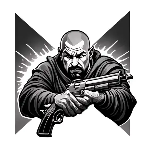 Monk With A Gun In Hand