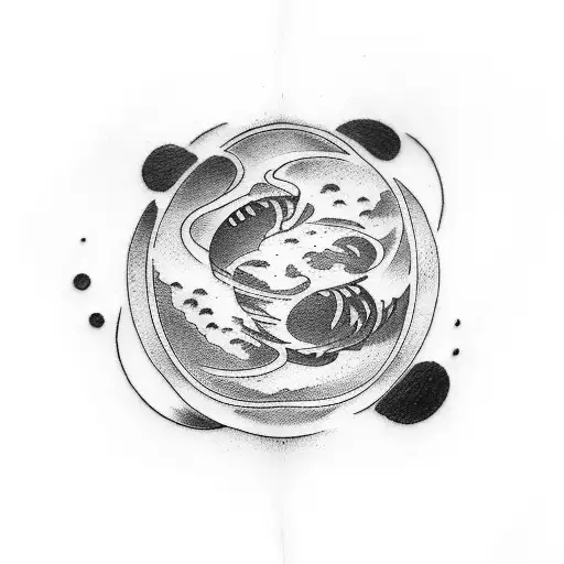 Planet Venus Tattoo With Japanese Kanji Symbol Of Virtue