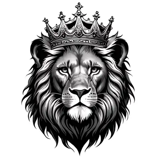I Want A Realistic Lion For Half Arm And A Black And White Tattoo Design With King Crown In His Head