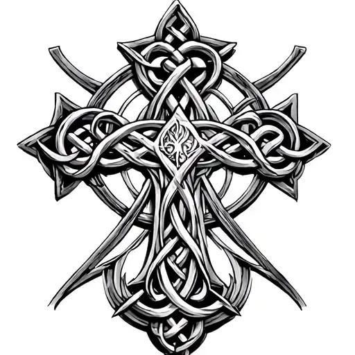 Lord Of The Rings Half Sleeve With Celtic Cross