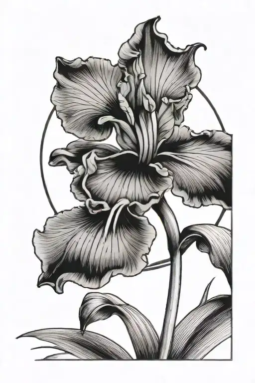 Moon And Iris Flower