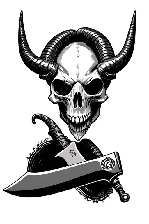 Capricorn Skull And Knife