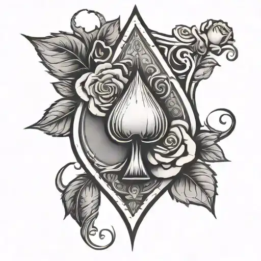 Ace Of Spade Poker Card With A Rose Growing Together