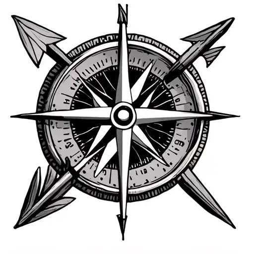 Compass With Arrows Pointing To North West