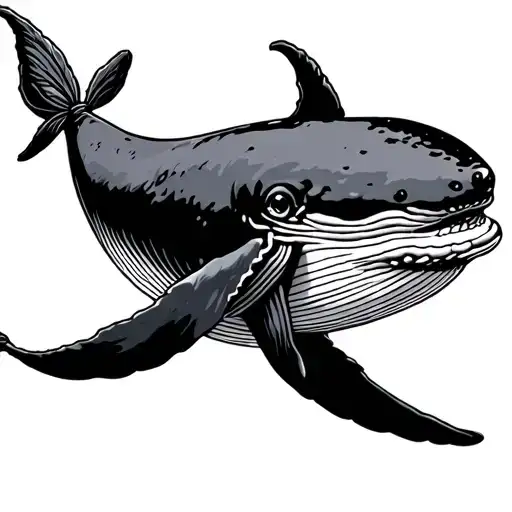 Whale Fine Line Art Line
