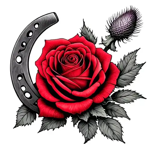 Horse Shoe Red Rose Thistle
