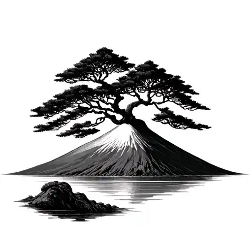 Tree Of Life And Mount Fuji Background
