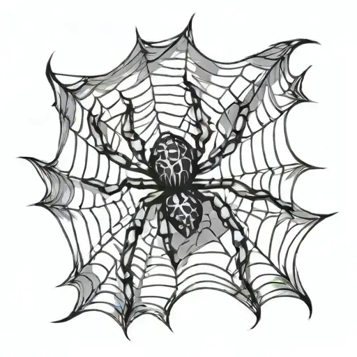 Spider Web With Spider Crawling