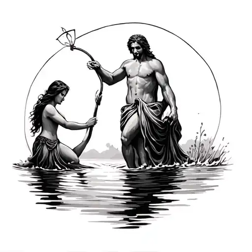 God Pulling A Girl Out Of The Water