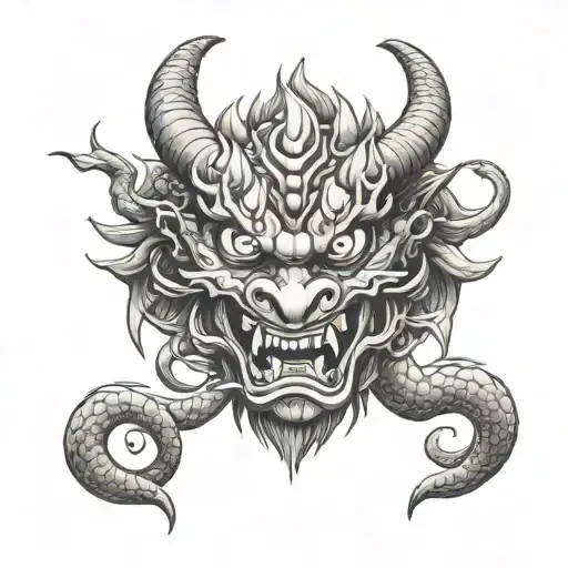 Dragon And Oni Mask