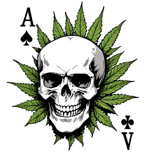 Skull And Marijuana And Alkol And Sigarte And Ace Card