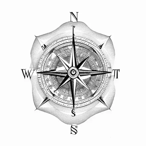 Compass With Ski Mountains And Encompasses Motorcycles