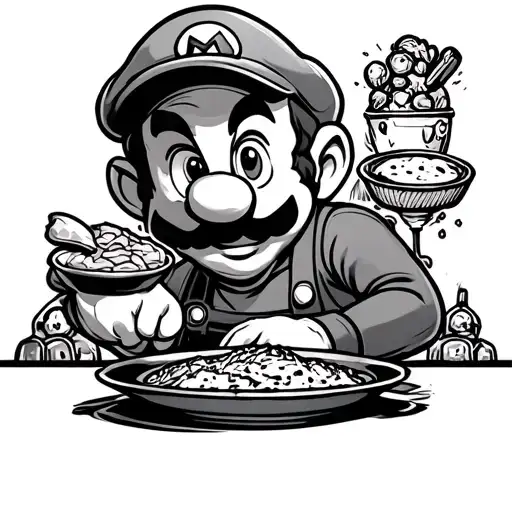 Super Mario Waiter Serving A Feast