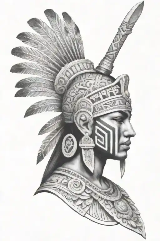 Aztec Warrior Holding Woman