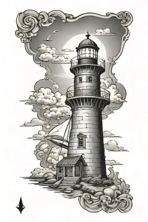 The Tower Tarrot Card With A Lighthouse As Tower