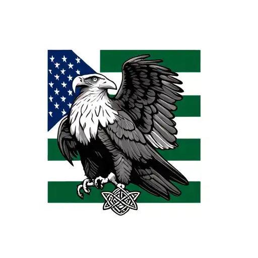 Irish American Flag Celtic Design Bald Eagle