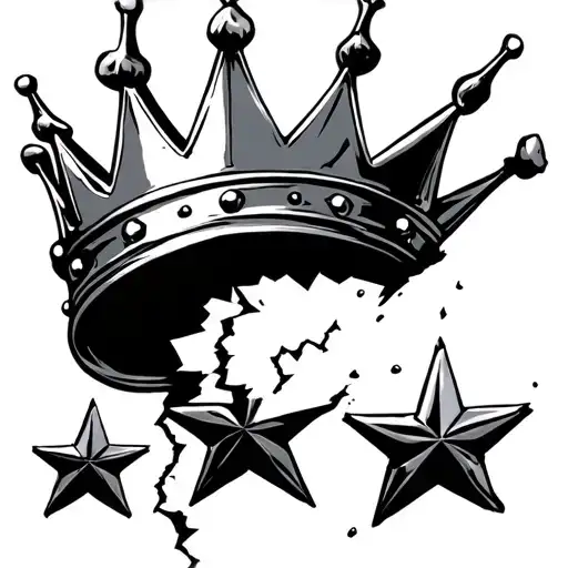 A Broken Crown With 3 Stars Underneath It