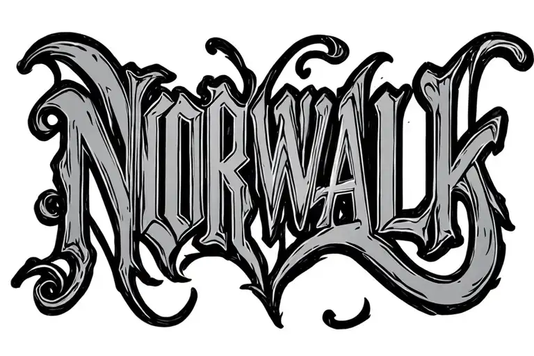The Word Norwalk In Old English Font