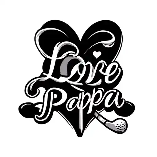 Love Papa With Golf Club In Between Words