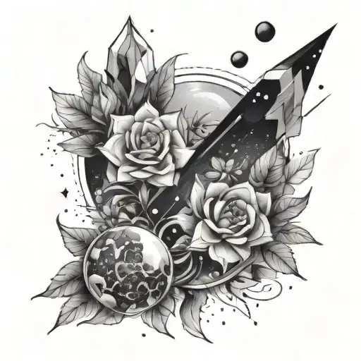 Space-themed Crystal Formation With Floral Accents