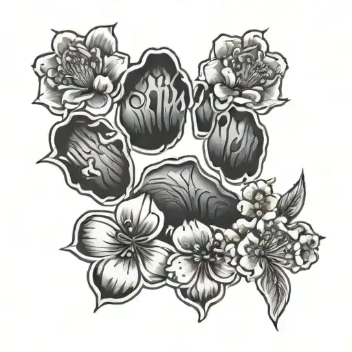 Dog Paw Print Surrounded By Japanese Cherry Blossoms