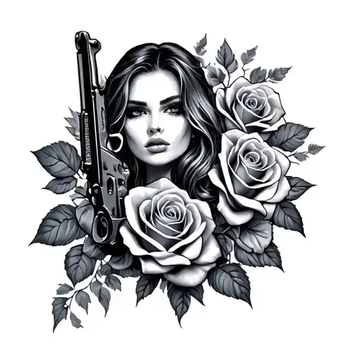 Woman Roses Gun