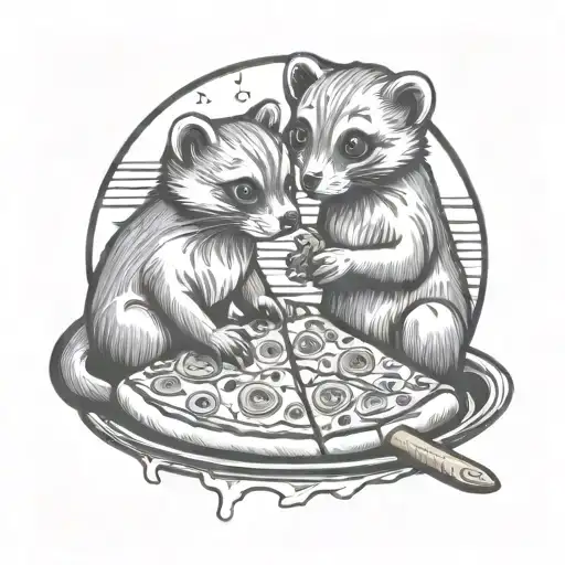 Ferret And Dog Eat Pizza
