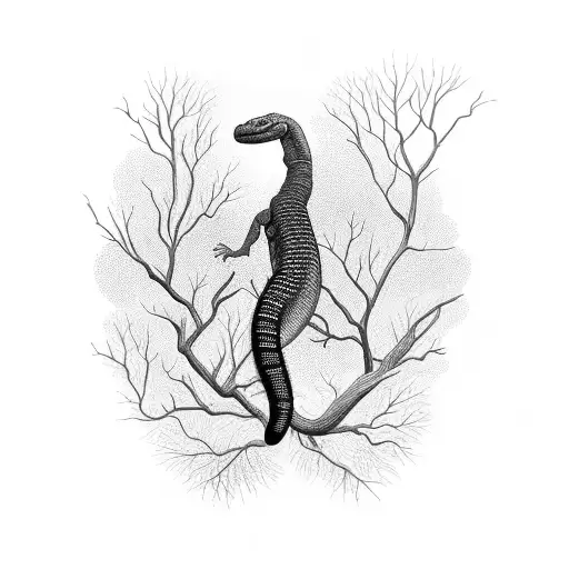 Goanna In Tree