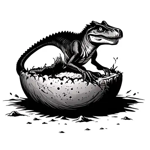 Baby Velociraptor Hatching From An Egg