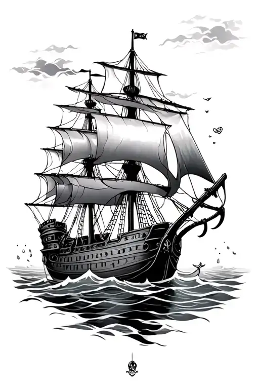 Pirate Ship And Underwater Scene