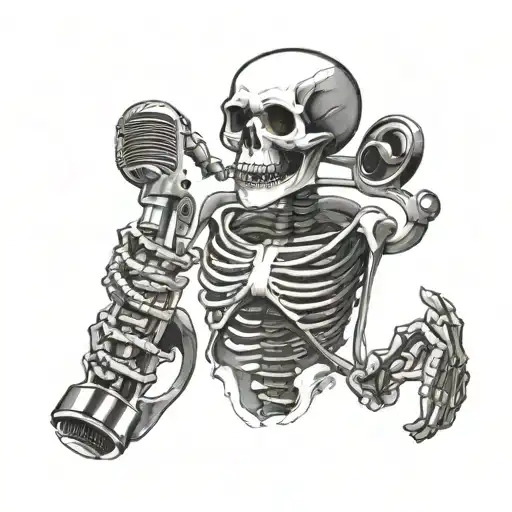 Skeleton Holding Microphone