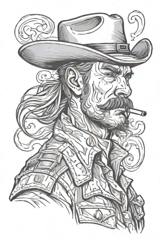 Military Cowboy With Hat & Smoking