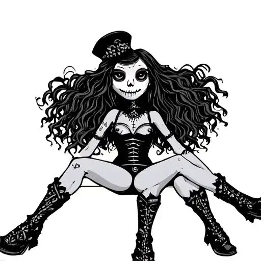 Cartoon Voodoo Dolls Girls Sitting
