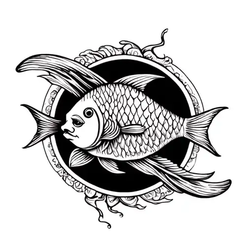 Pisces Round Tattoo Design