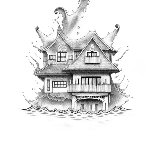 Ocean Waves In Front Of A House