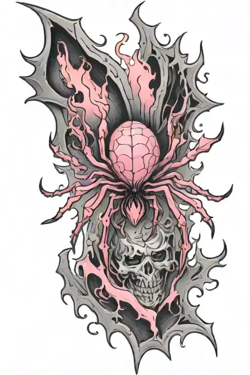 Pink With Flames On Top And In The Size Where A Spider Hangs