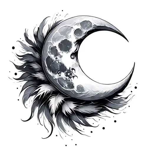 Delicate Moon And Feather Symbol