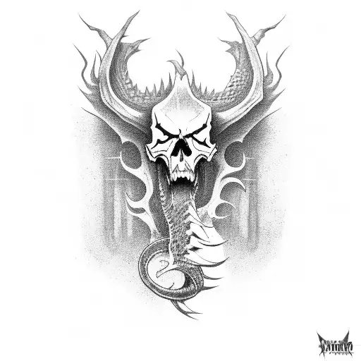 Skull Dragon Viking Woods