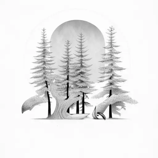 Pine Tree And Blue Whale