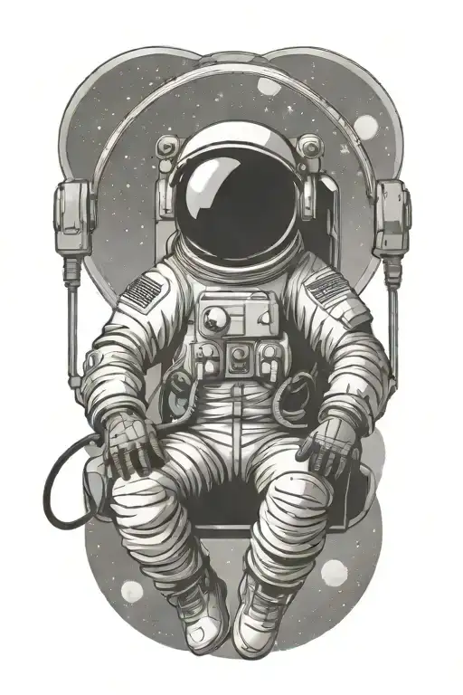 Astronaut Floating In Space Listening To Music