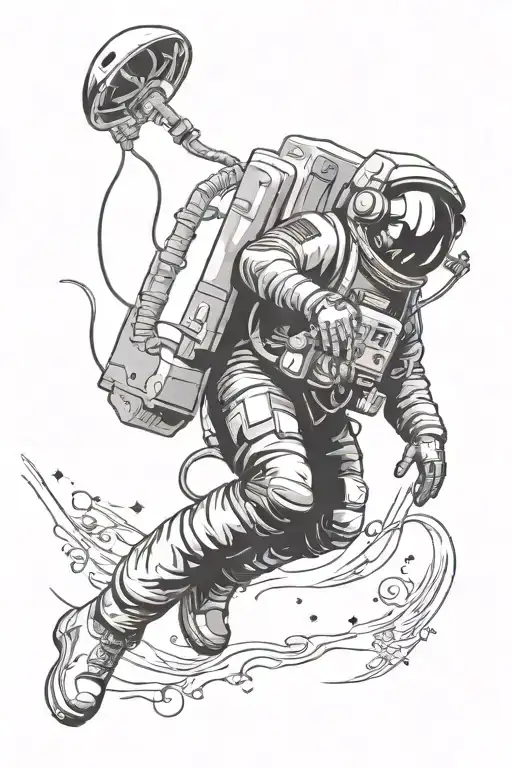 Astronaut Floating In Space Listening To Music