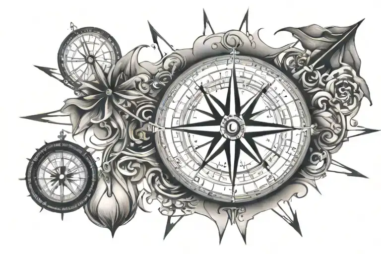 Compass Surrounded By Various
