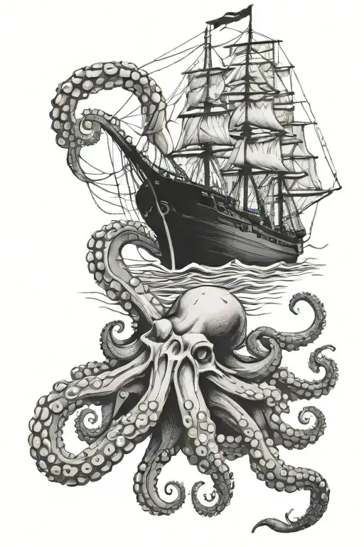 Octopus And Ship