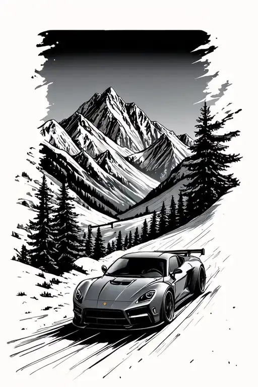 An Adventurous Sports Car Driving Through A Mountain Range